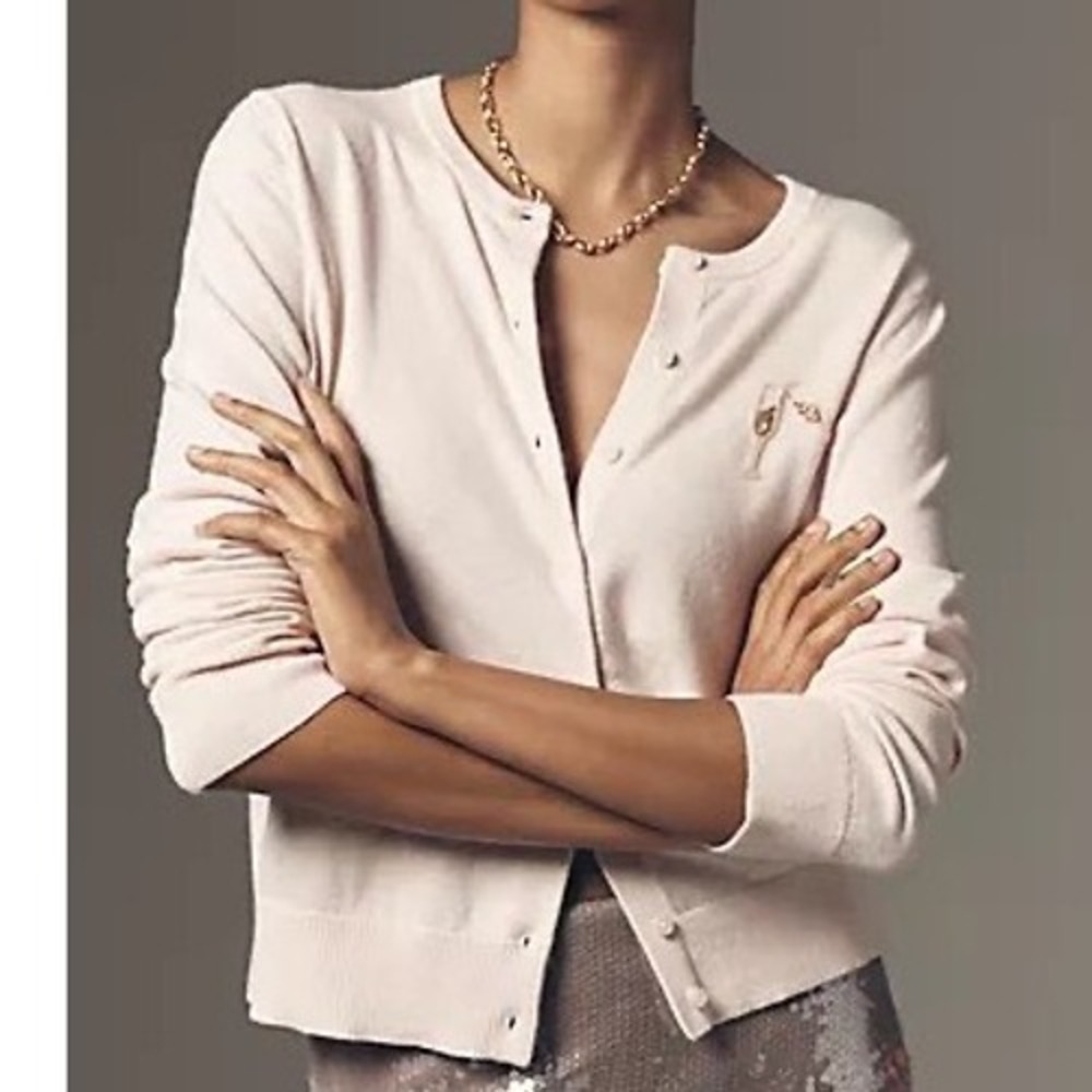 Anthropologie Pilcro Champagne Cardigan Middleton (Pink)‎ XS New With Tags